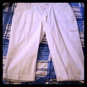 White Capris with floral design